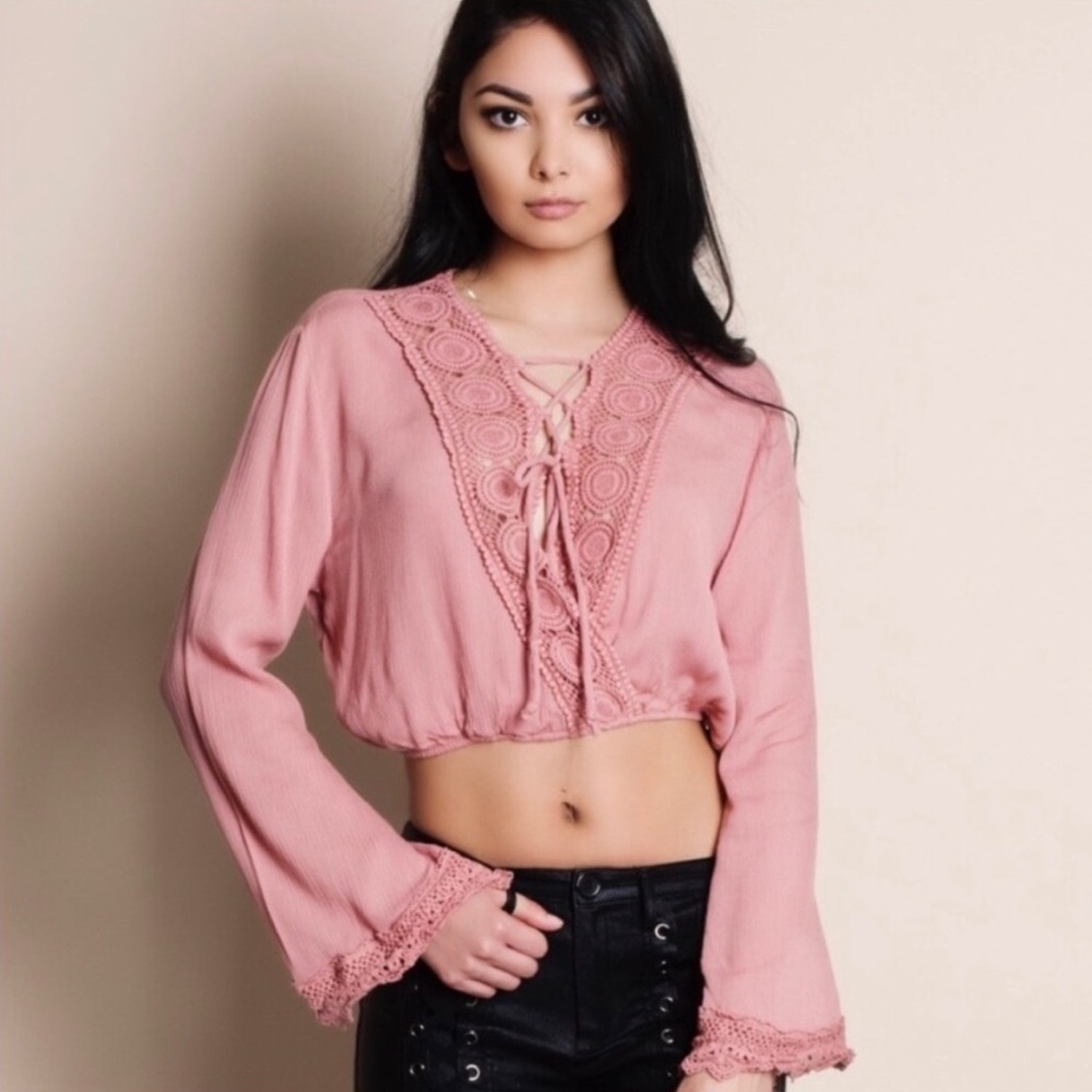 Sexy Boho Dusty Rose Crop Top Size Small NWOT
